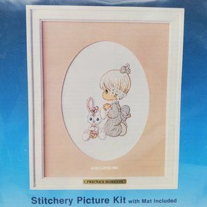 Vintage Paragon Stitchery Picture Kit w/ Mat Precious Moments God Loves Me 1984